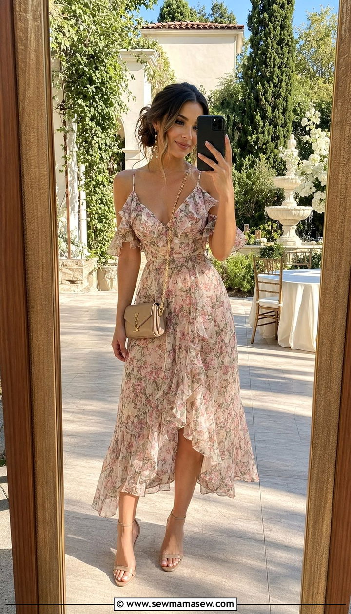 Petite Cold Shoulder Dress Wedding Guest Outfit - 35 Petite wedding guest outfits