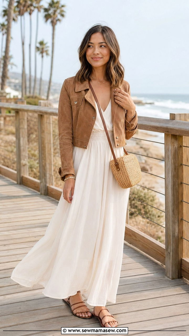 Petite Flowy Maxi Dress And Cropped Jacket Outfit 2026 - 35 Petite outfit ideas 2026