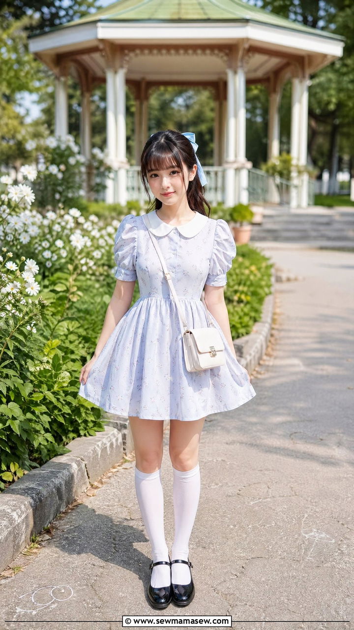 Petite Mini Dress With Puff Sleeves And Mary Janes - 35 summer cottagecore outfit ideas