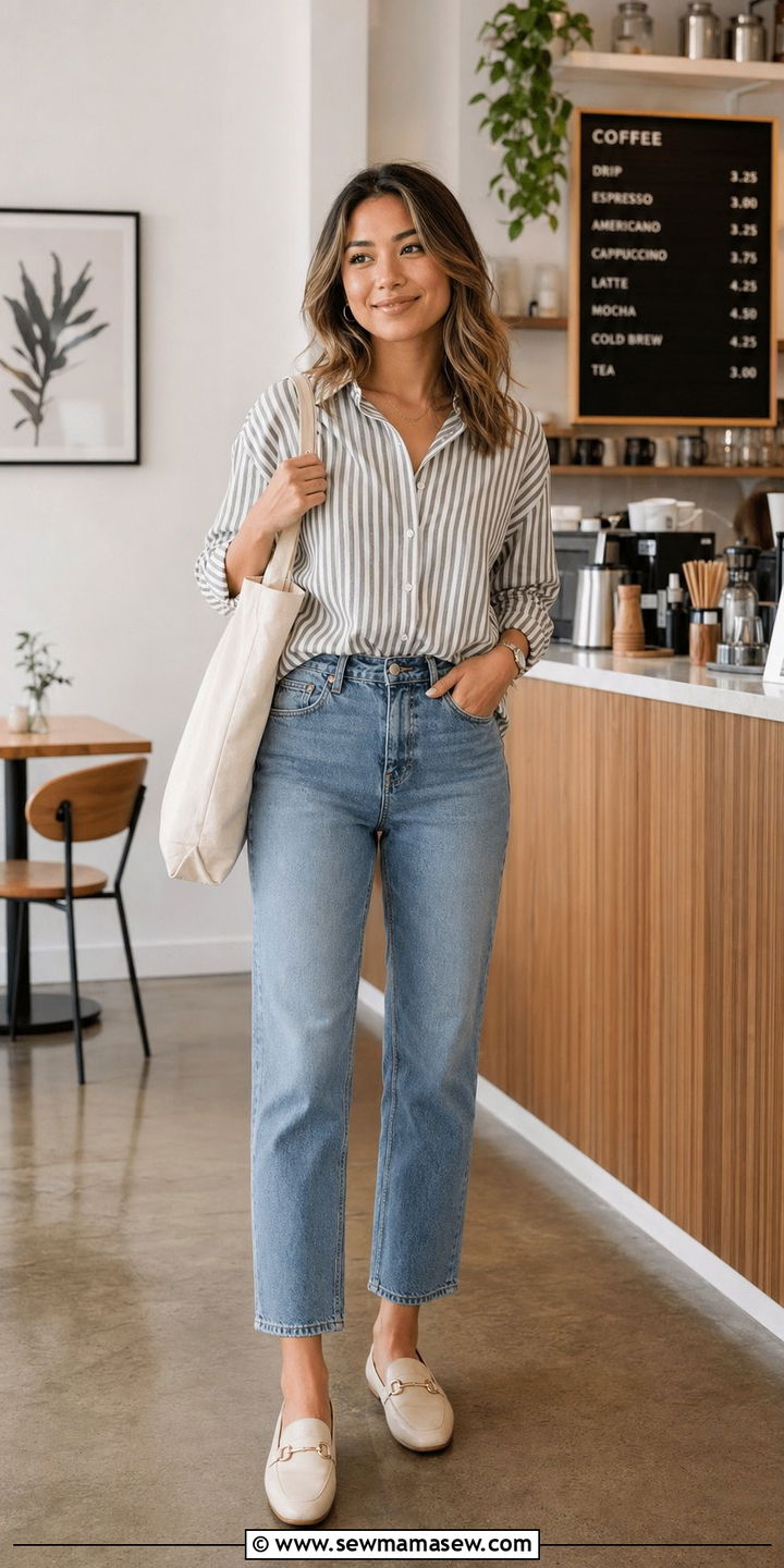 Petite Straight Leg Denim And Button Down Outfit 2026 - 35 Petite outfit ideas 2026