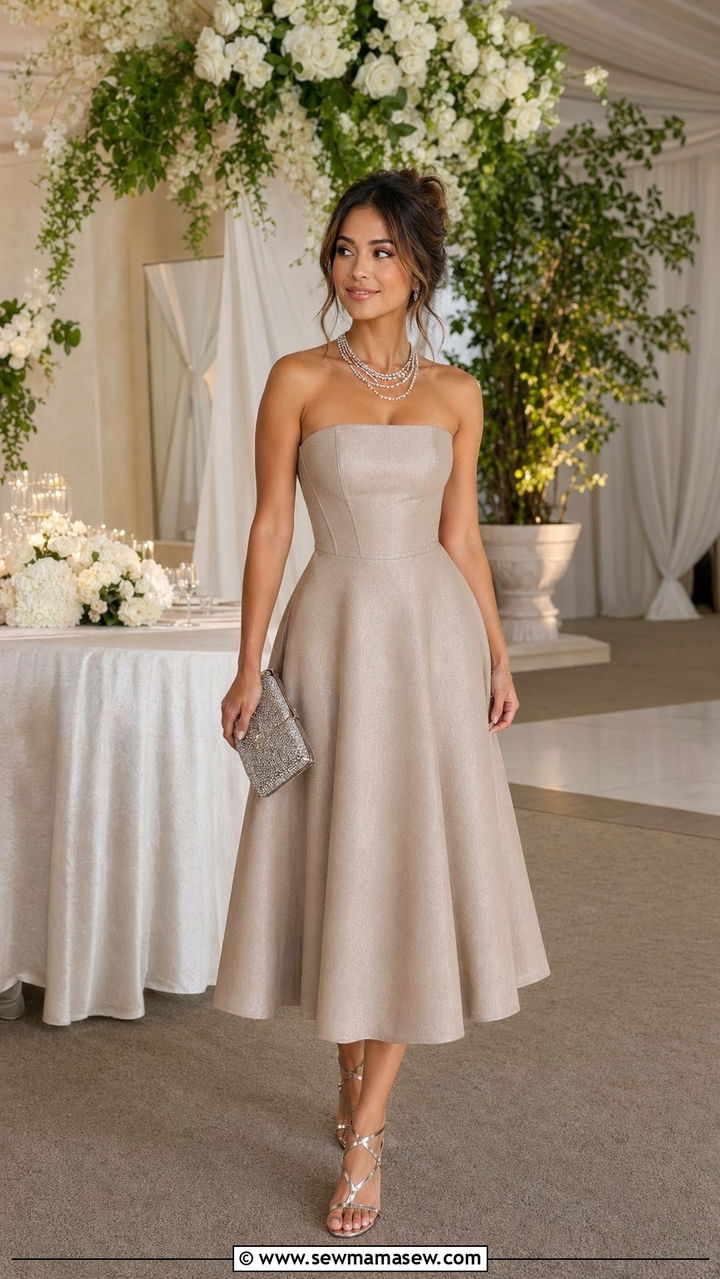 Petite Strapless Dress Wedding Guest Outfit - 35 Petite wedding guest outfits