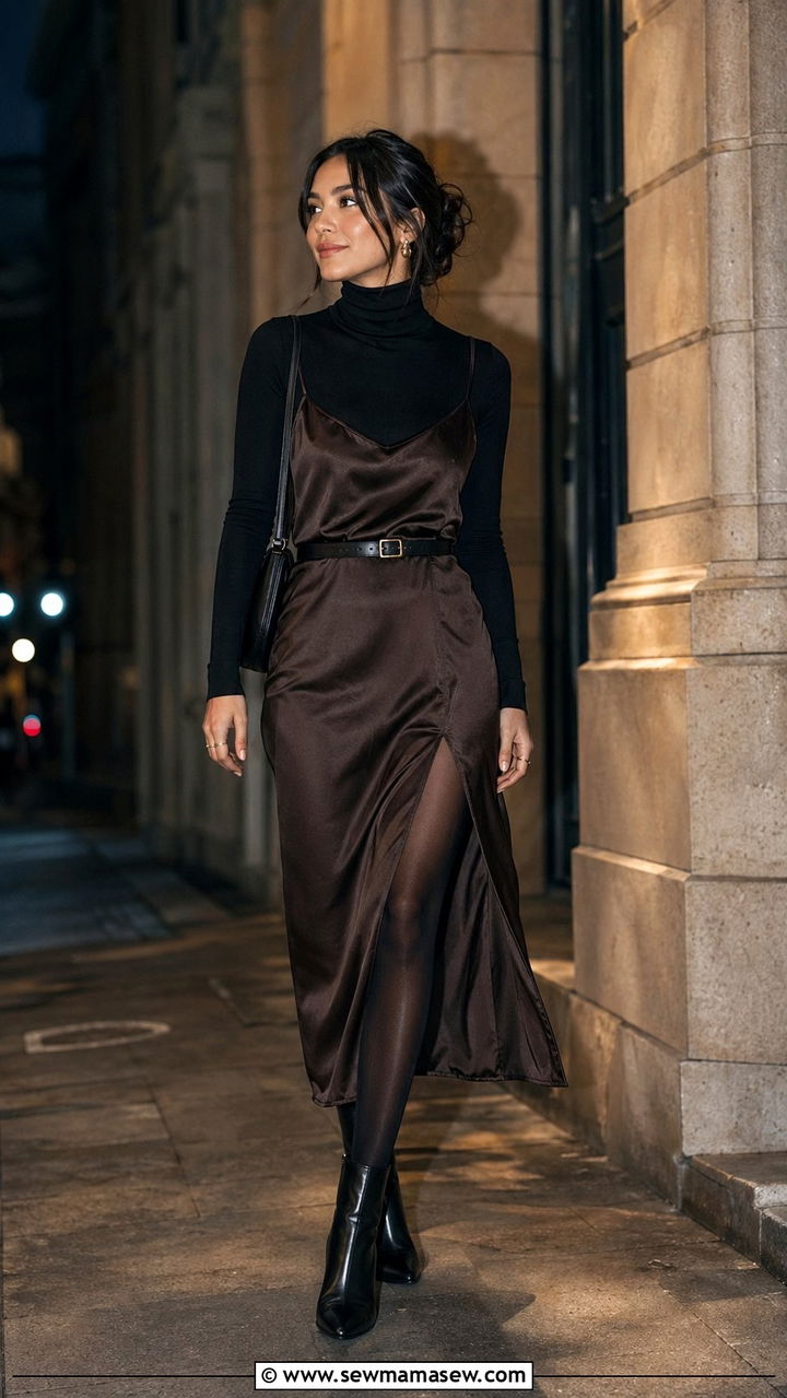 Petite Turtleneck Under Slip Dress Outfit 2026 - 35 Petite outfit ideas 2026