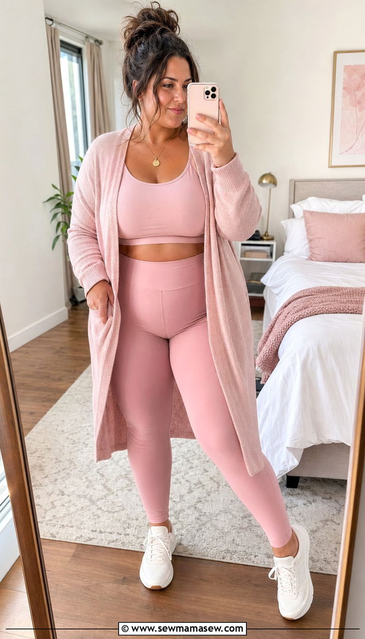 Pink Monochrome Plus Size Athleisure Look - 35 Plus size athleisure outfits