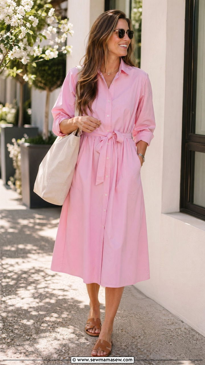 Pink Shirtdress Spring Outfit - 35 Spring outfits in pink