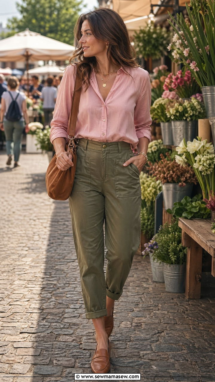 Pink and Olive Green Spring Outfit - 35 Spring pink outfit ideas