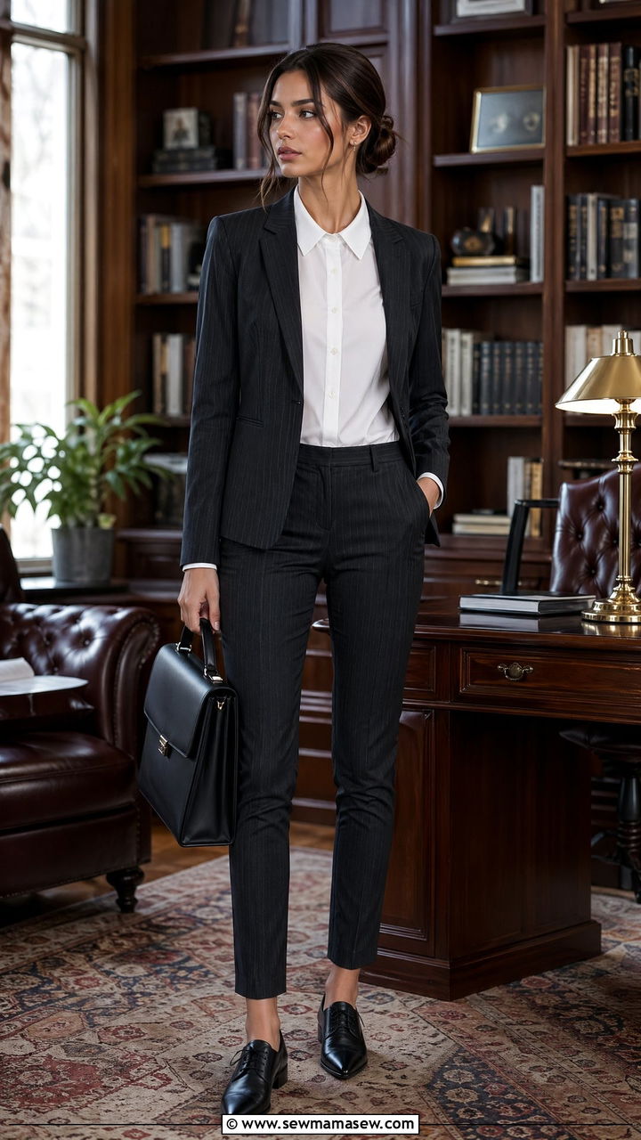 Pinstripe suit outfit - 35 Women's suit outfit ideas