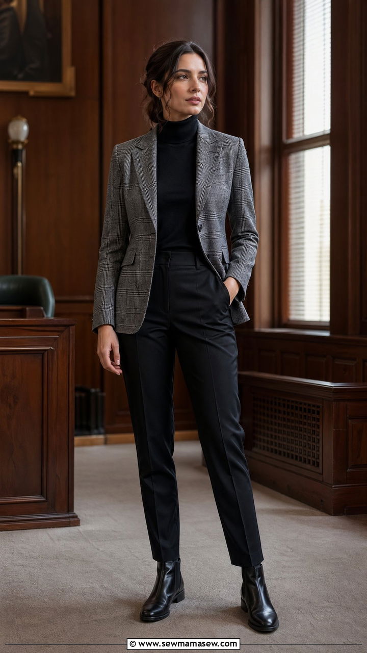 Plaid Blazer With Solid Black Separates - 35 Court reporter outfit ideas