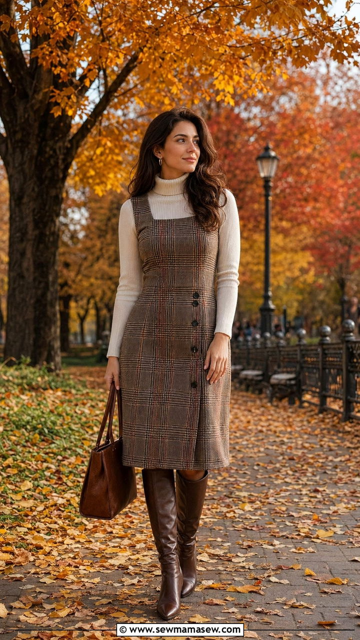 Plaid Pinafore Dress Layering Modest Outfit - 35 modest classy outfits aesthetic