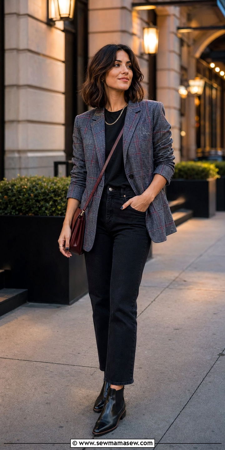 Plaid blazer with black jeans outfit - 35 Preppy outfits 2026