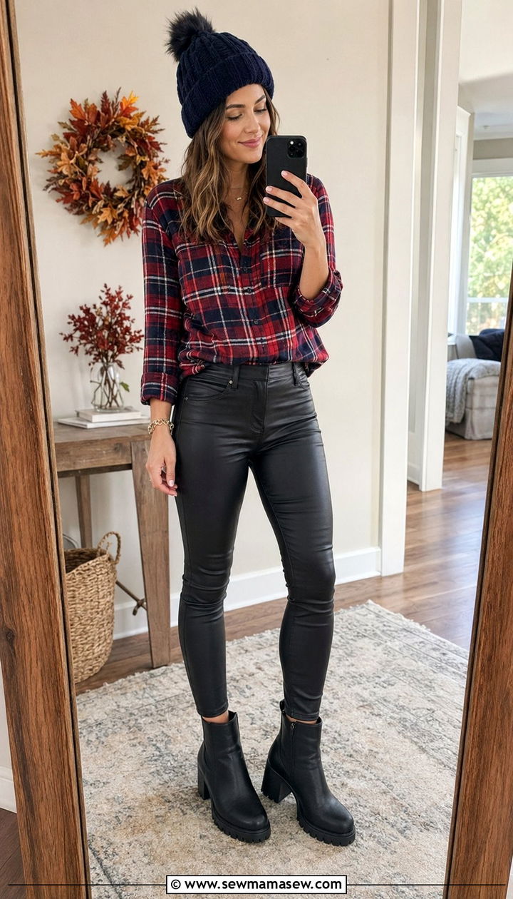 Plaid flannel shirt outfit for a windy day - 30 windy day outfits casual