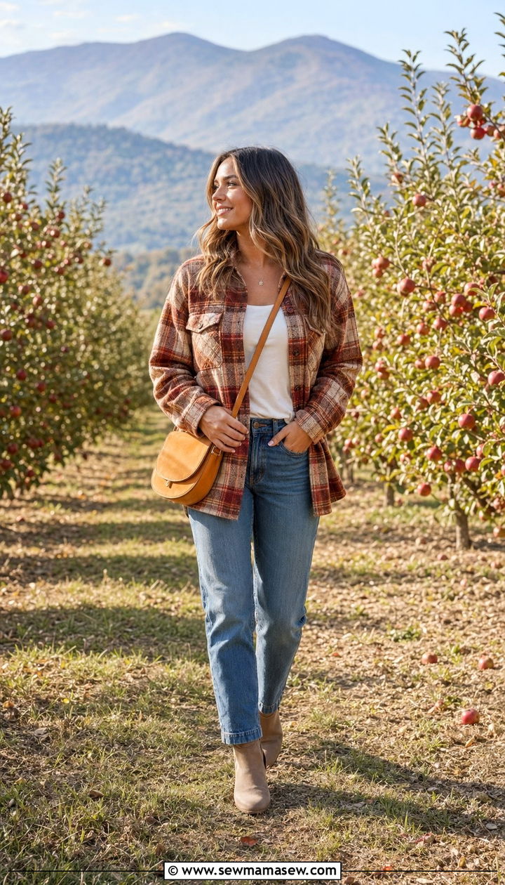 Plaid shacket and straight leg jeans outfit - 35 Mountain vacation outfit ideas