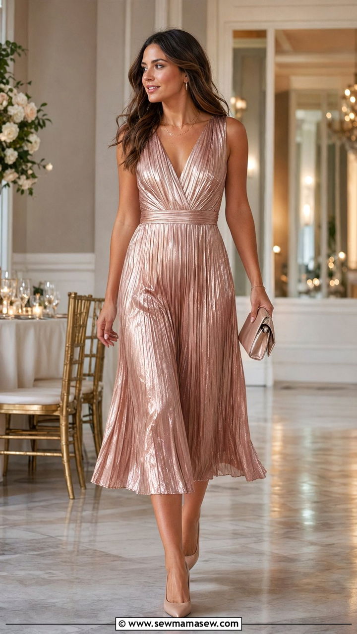 Pleated Midi Dress For Wedding Guest - 35 Semi formal wedding guest outfits