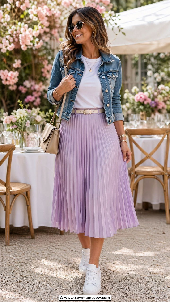Pleated Midi Skirt Outfit - 35 Spring wardrobe staples
