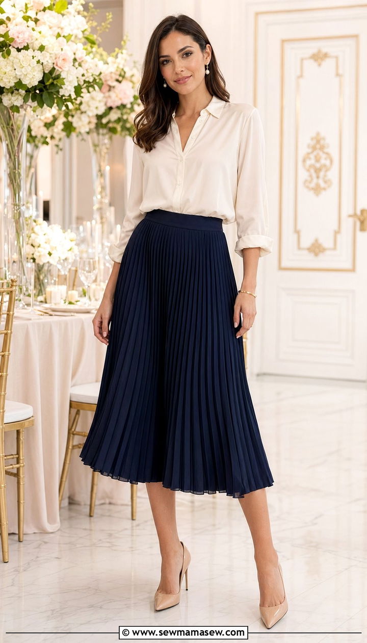 Pleated Midi Skirt Outfit - 35 Old money wardrobe essentials