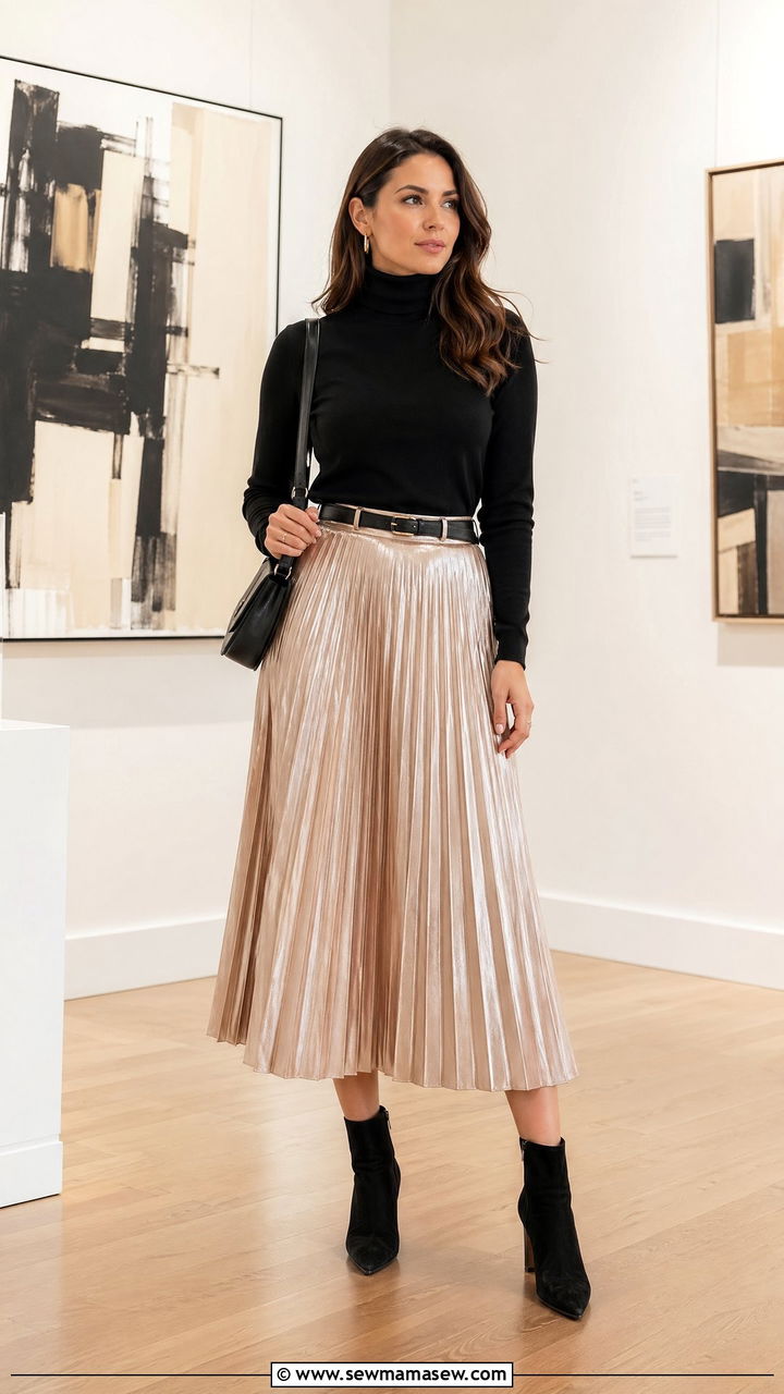Pleated skirt with a turtleneck outfit - 35 Smart casual outfit ideas for women