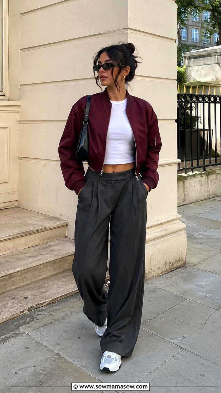 Plum Bomber Jacket Outfit - 40 All plum outfit ideas