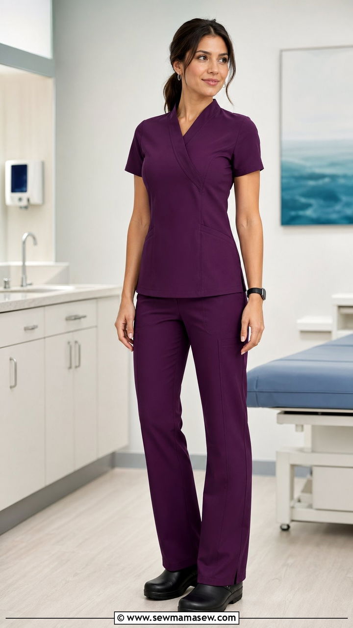 Plum Scrubs with Minimal Accessories - 35 Scrubs outfit ideas