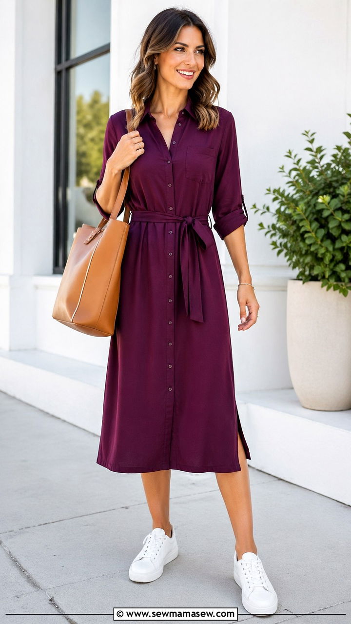 Plum Shirt Dress Outfit - 40 All plum outfit ideas