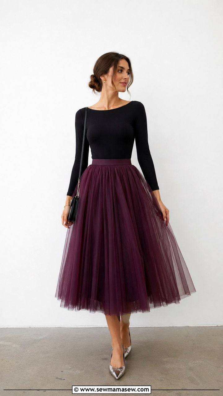 Plum Tulle Skirt Outfit - 40 All plum outfit ideas
