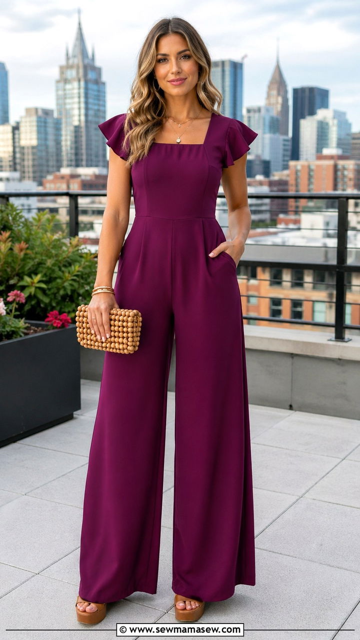 Plum Wide Leg Jumpsuit Outfit - 40 All plum outfit ideas