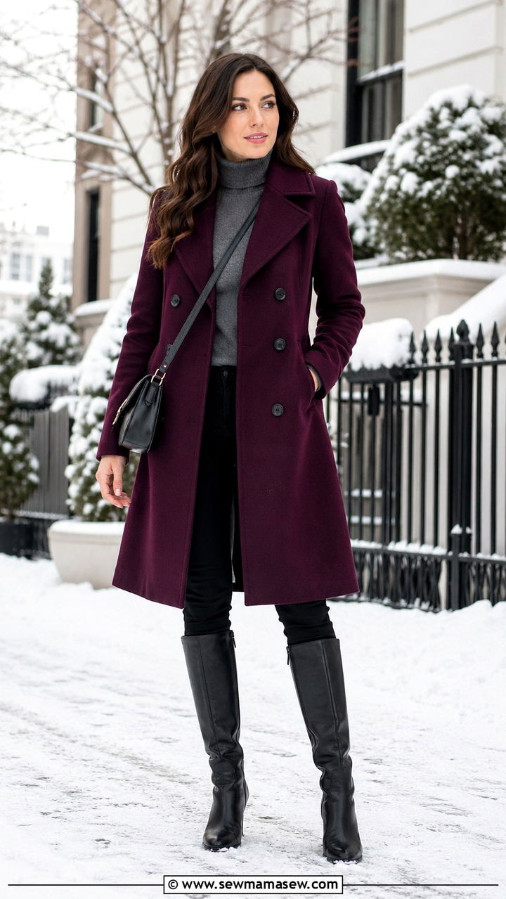 Plum Wool Coat Outfit - 40 All plum outfit ideas