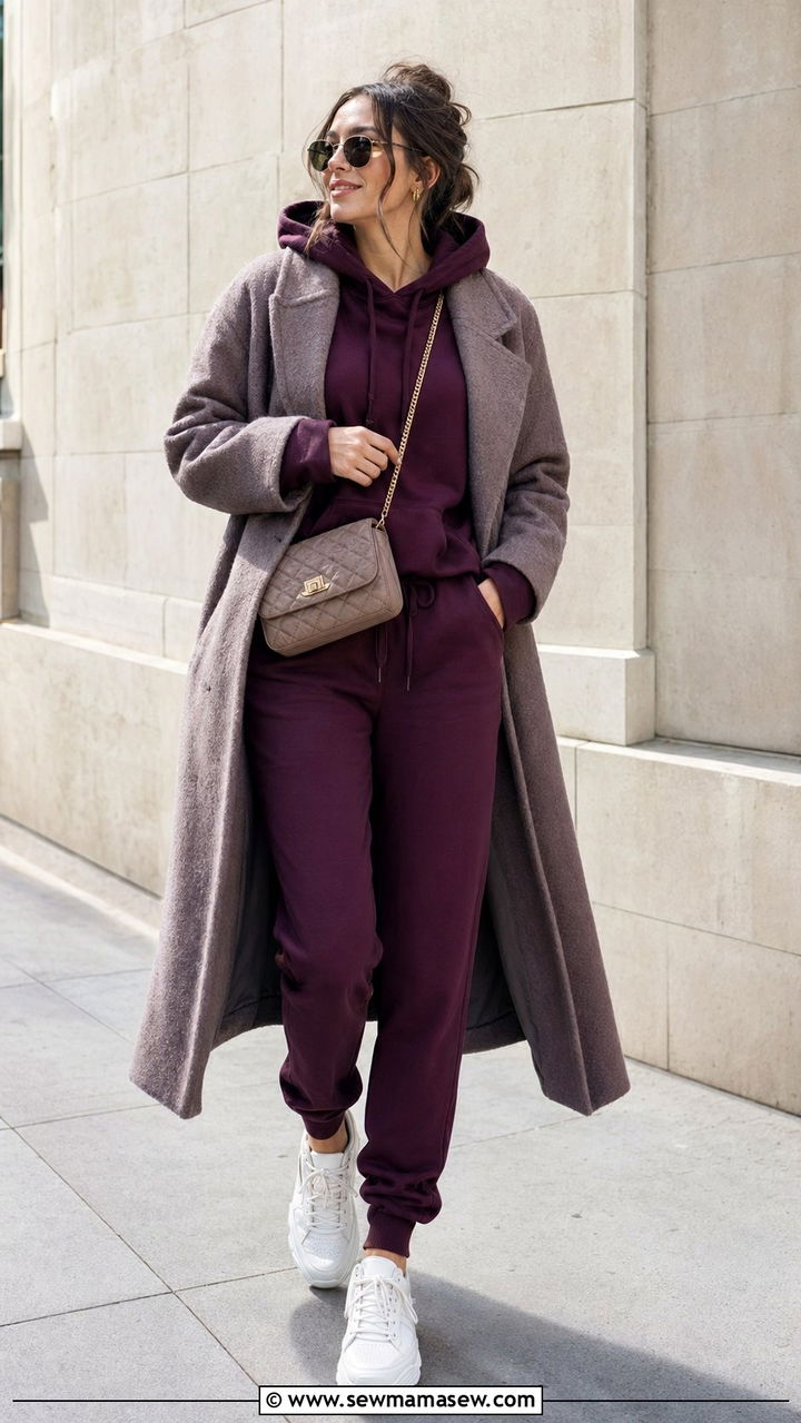 Plum athleisure sweatsuit outfit - 35 Plum outfit ideas