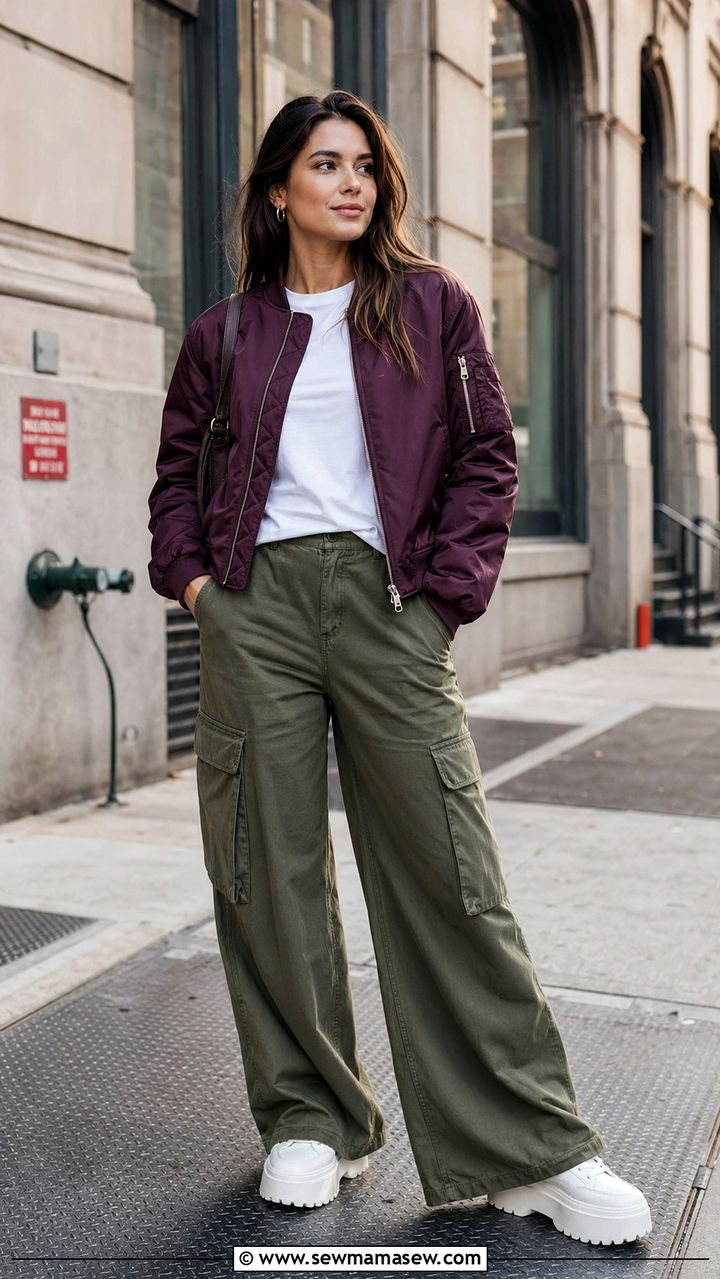 Plum bomber jacket outfit - 35 Plum outfit ideas