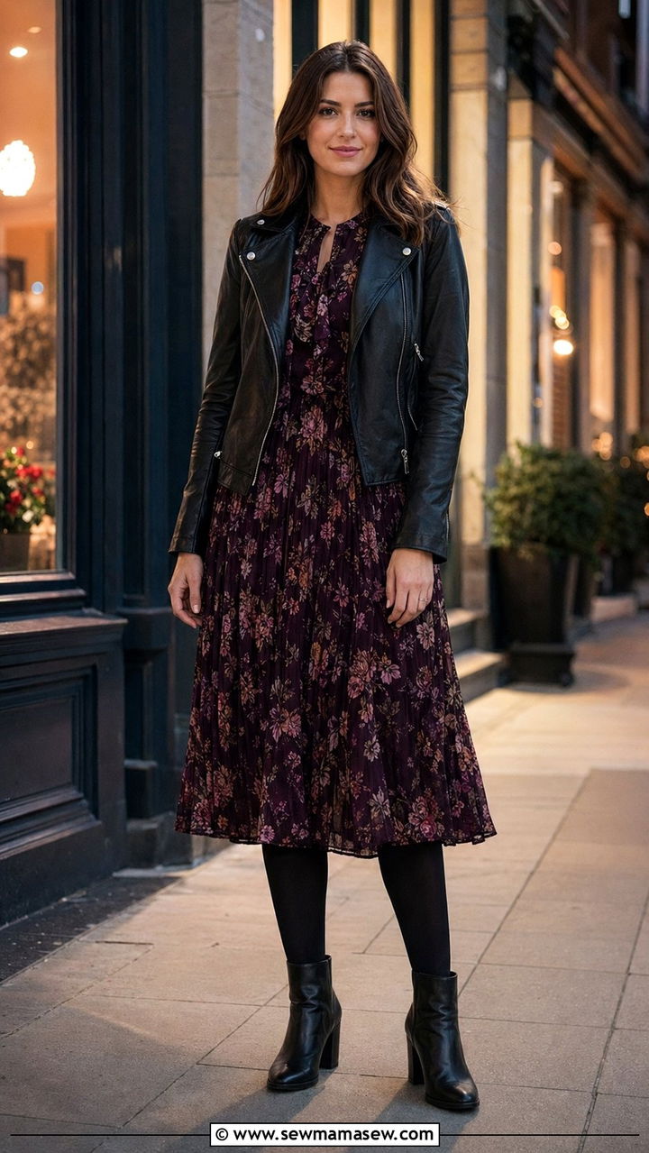 Plum floral dress outfit - 35 Plum outfit ideas