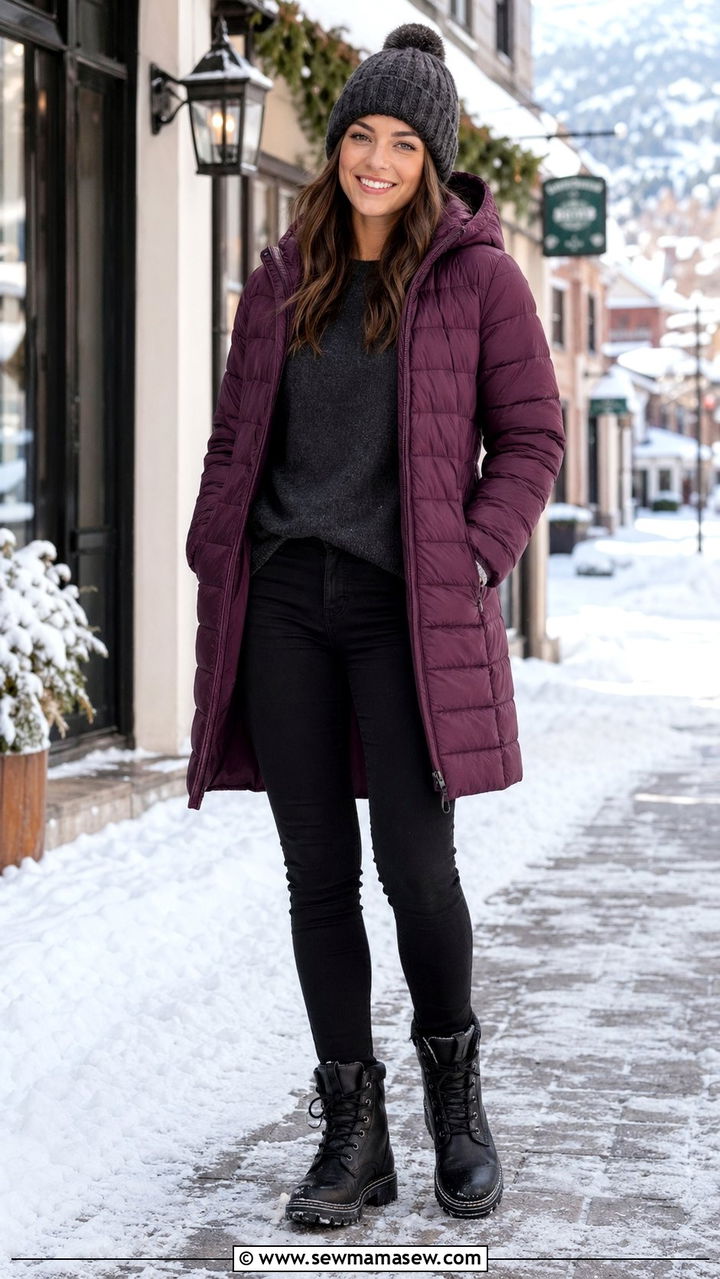 Plum puffer coat outfit - 35 Plum outfit ideas