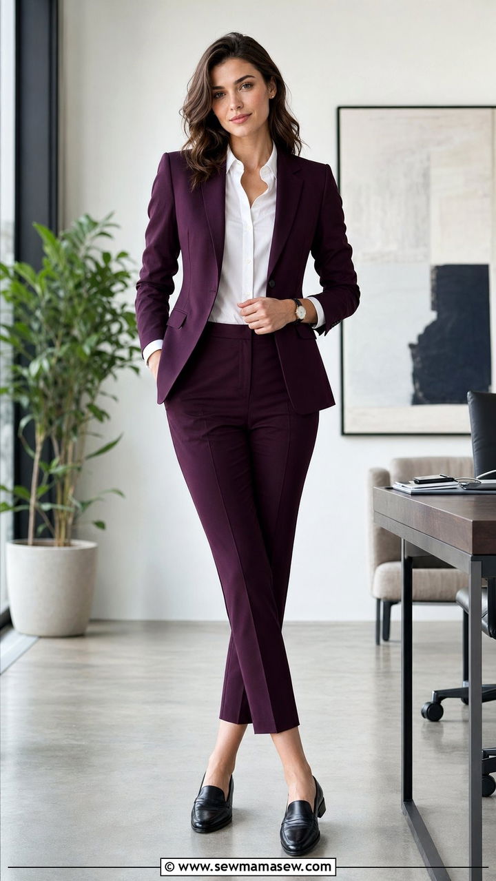 Plum tailored suit outfit - 35 Plum outfit ideas