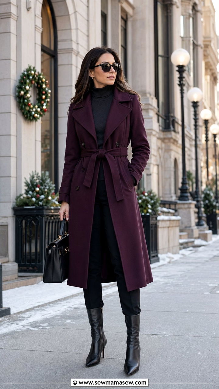 Plum trench coat outfit - 35 Plum outfit ideas