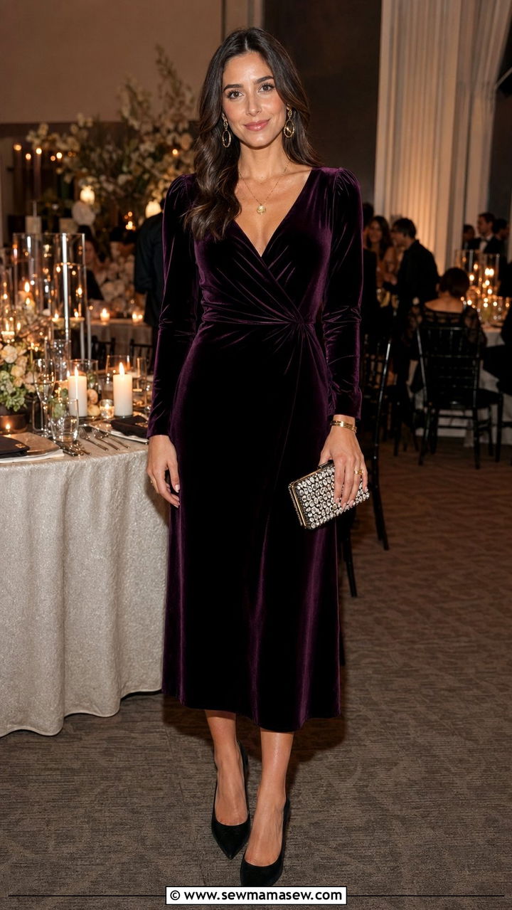 Plum velvet dress outfit - 35 Plum outfit ideas
