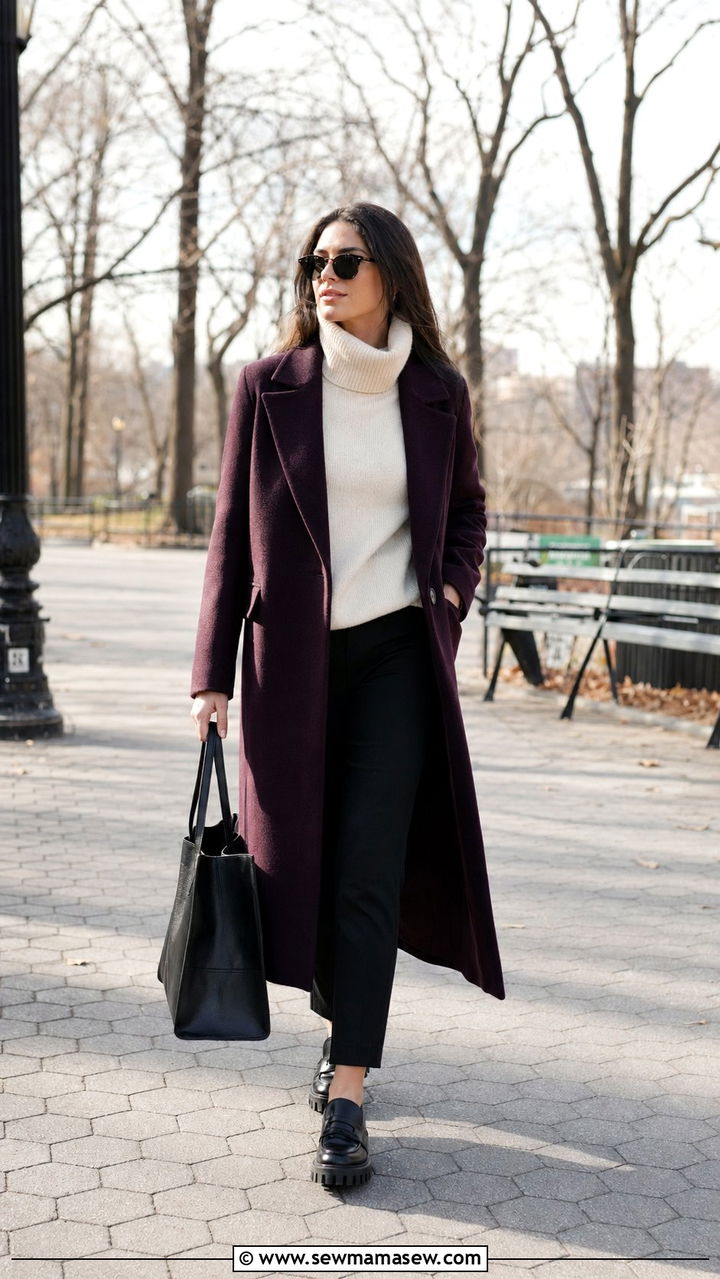 Plum wool coat outfit - 35 Plum outfit ideas
