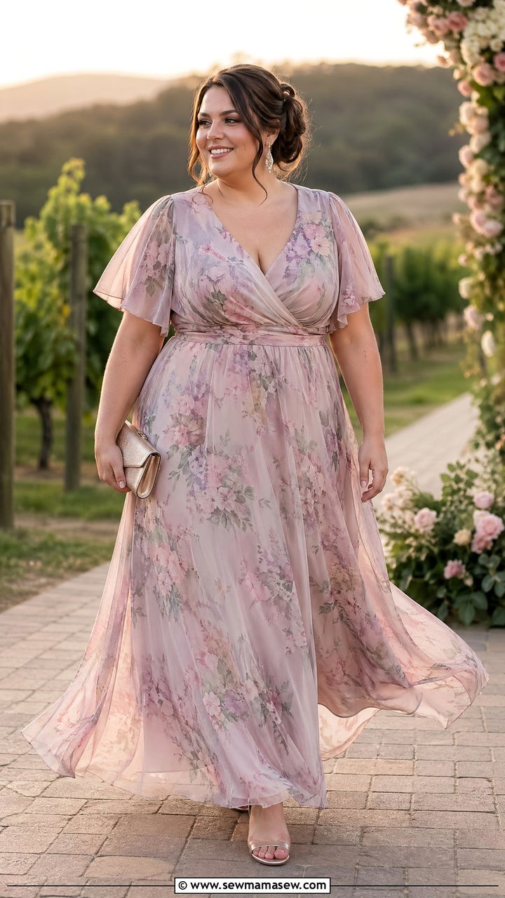 Plus Size A Line Maxi Dress Wedding Guest Outfit - 35 Wedding guest outfits for plus size
