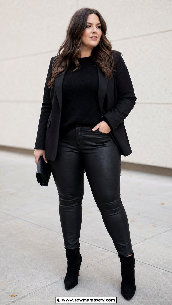 Plus Size All Black Monochrome Outfit - 35 Plus size outfit ideas size 20