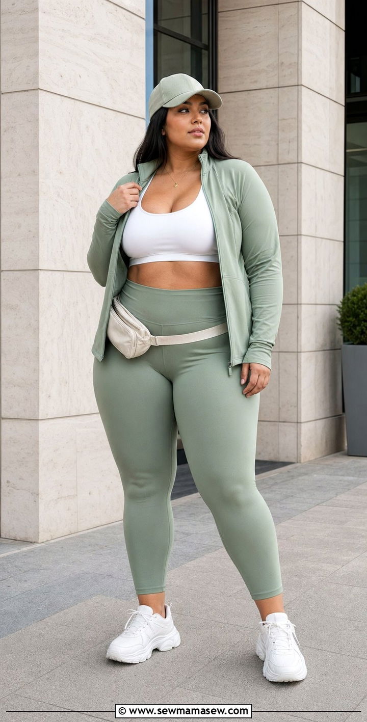 Plus Size Athleisure Set with Sneakers - 35 plus size outfit ideas for women