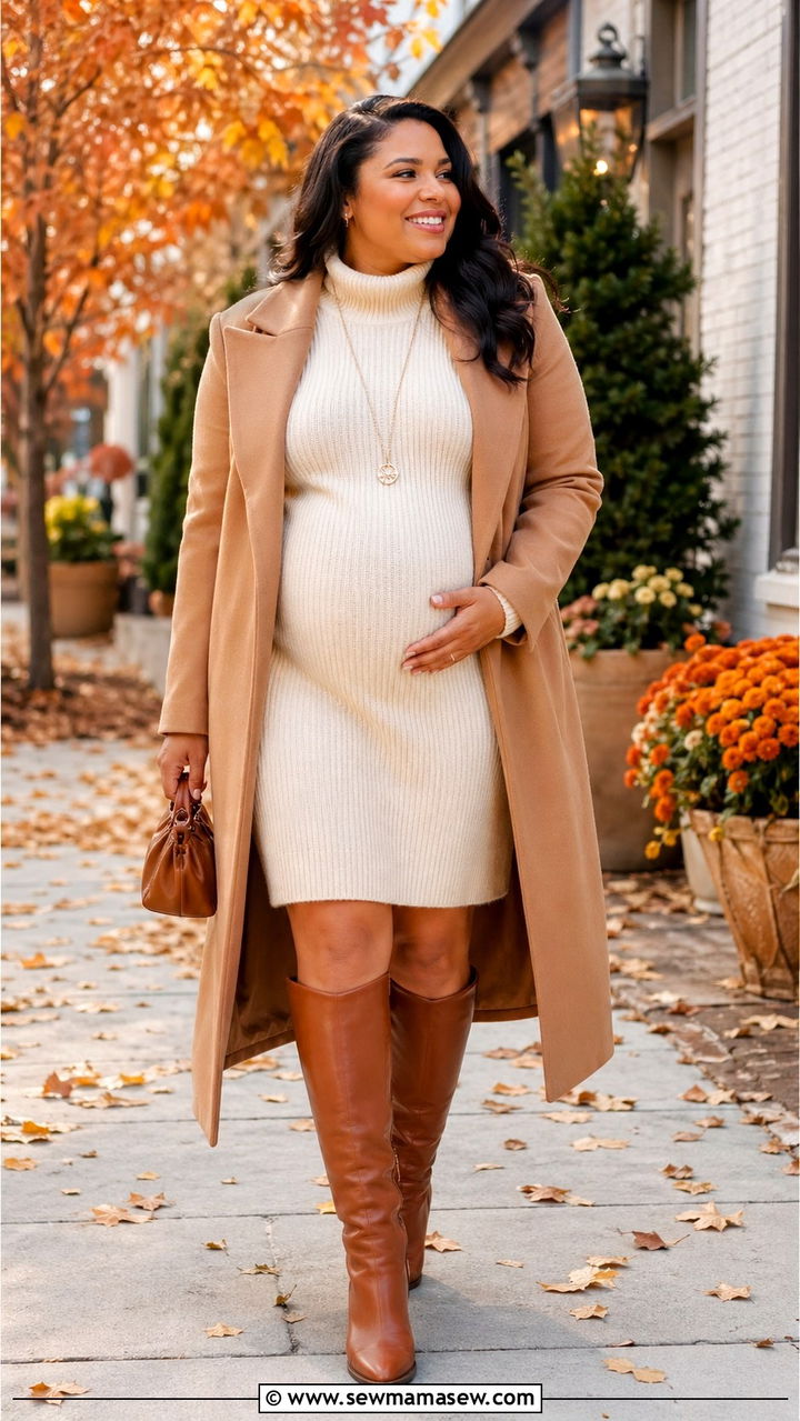Plus Size Baby Shower Knit Sweater Dress Outfit - 30 Plus size baby shower outfits