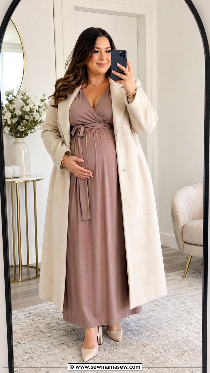 Plus Size Baby Shower Long Sleeve Maxi Dress - 30 Plus size baby shower outfits