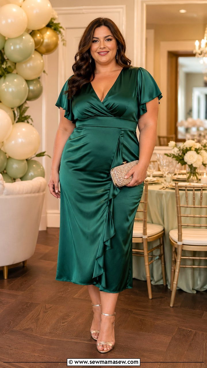 Plus Size Baby Shower Satin Midi Dress - 30 Plus size baby shower outfits