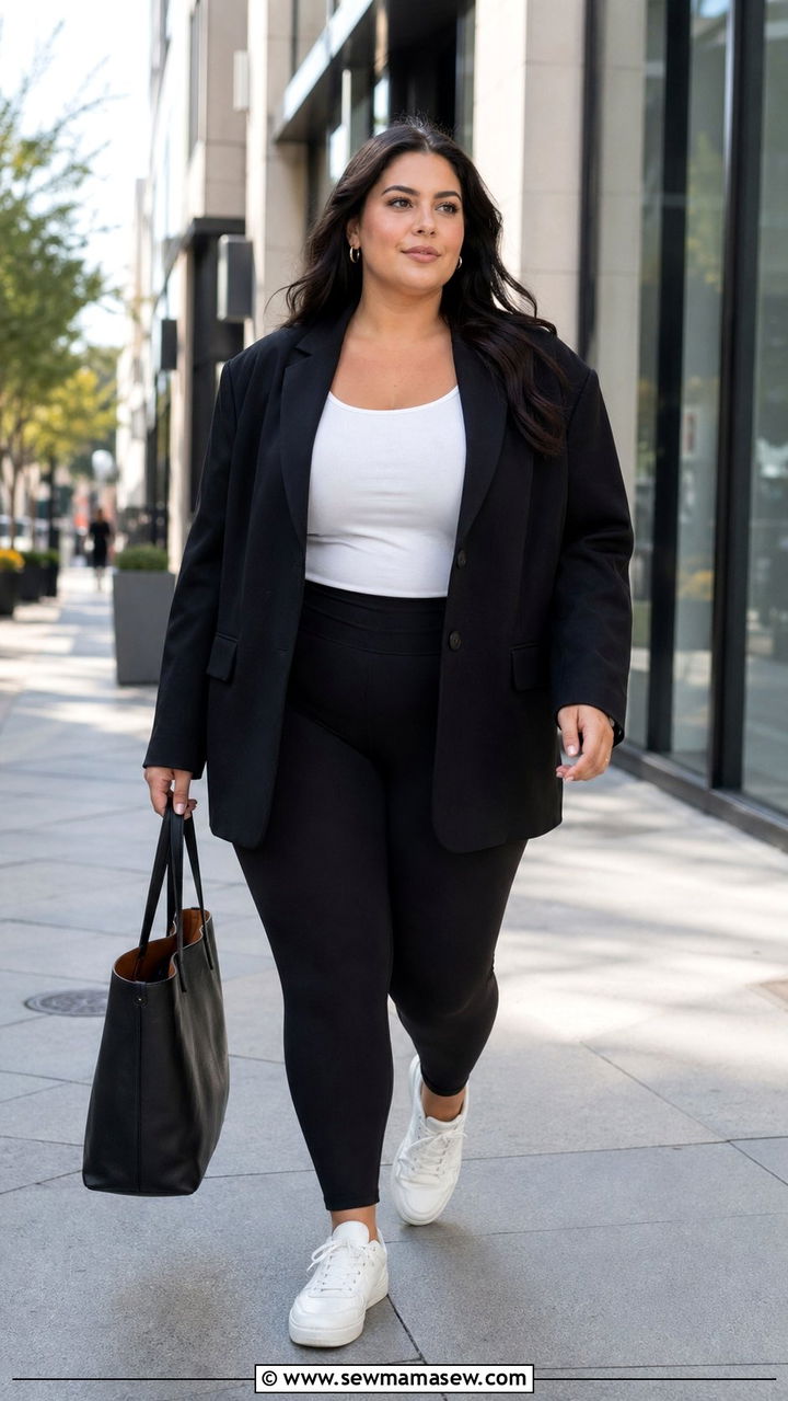 Plus Size Blazer and Leggings Athleisure Outfit - 35 Plus size athleisure outfits