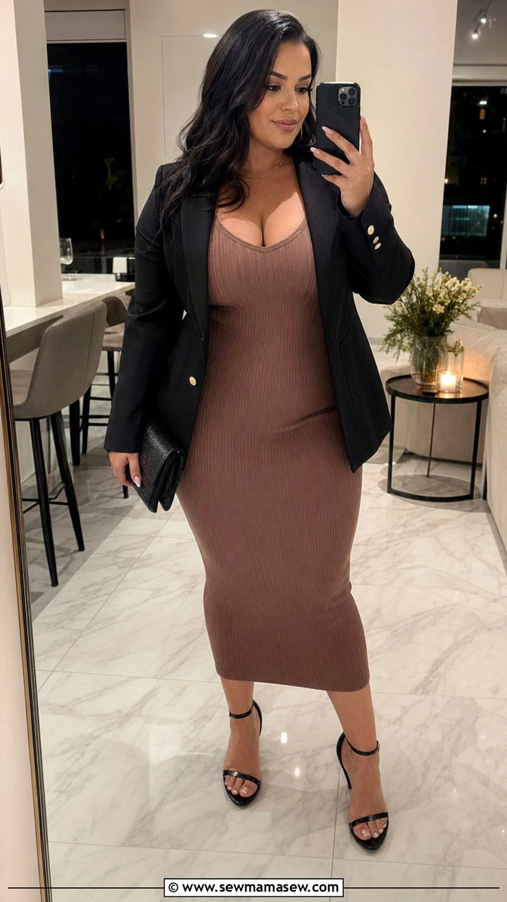 Plus Size Bodycon Midi Dress With Strappy Heels - 30 Best dresses for plus size