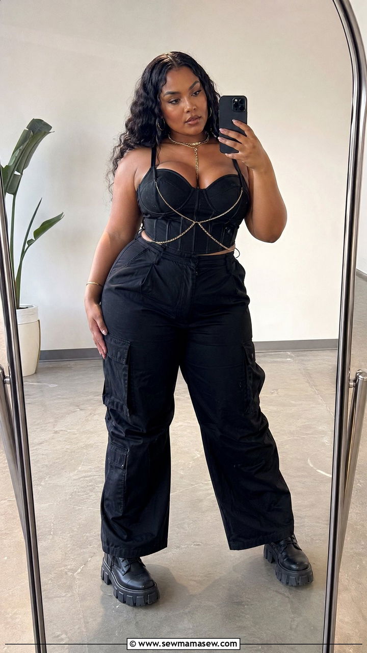 Plus Size Concert Outfit With Corset Top And Wide Leg Pants - 35 Concert outfits for women