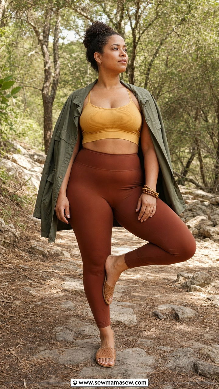Plus Size Earthy Tone Yoga Outfit - 35 Plus size yoga outfit ideas