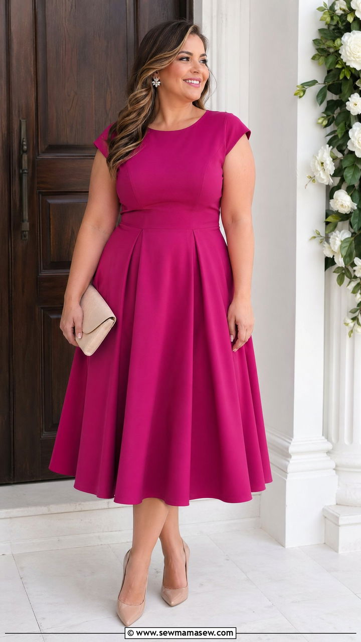 Plus Size Fit And Flare Dress Wedding Guest Outfit - 35 Wedding guest outfits for plus size