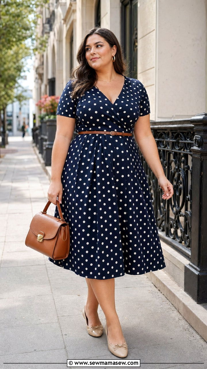 Plus Size Fit and Flare Dress With Ballet Flats - 30 Best dresses for plus size