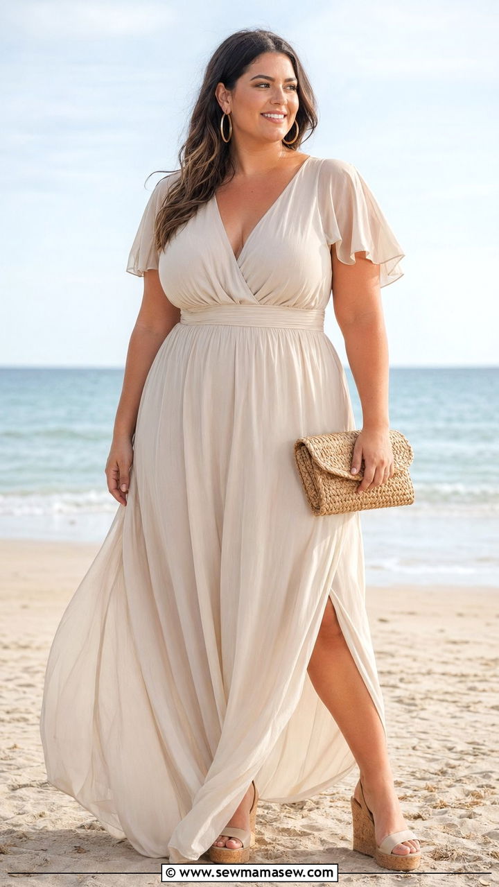 Plus Size Flowy Maxi Dress For Beach Wedding - 30 Beach wedding guest outfits plus size