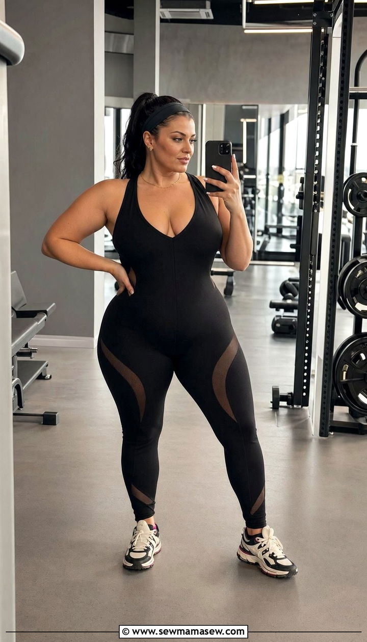 Plus Size Gym Jumpsuit With Sneakers - 35 Plus size gym outfit ideas