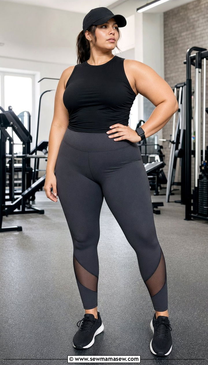 Plus Size High Neck Yoga Top Outfit - 35 Plus size yoga outfit ideas