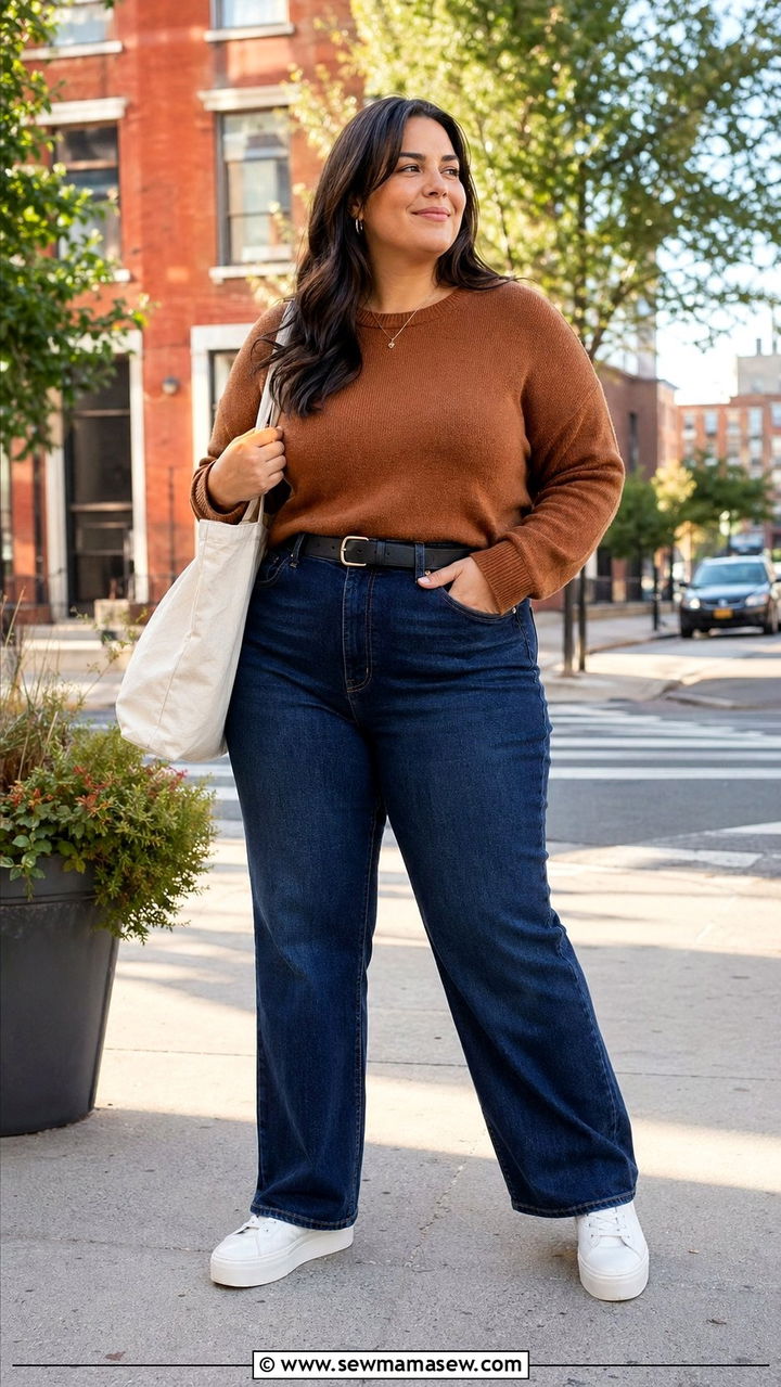 Plus Size High Waisted Straight Leg Jeans Outfit - 30 Best pants for plus size