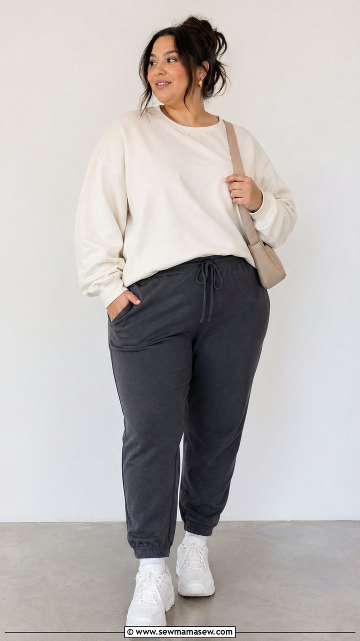 Plus Size Joggers and Sweatshirt Outfit - 35 casual outfits for plus size women